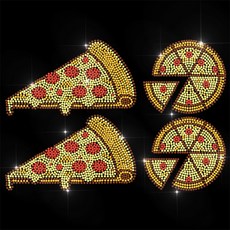 1개 유리 핫픽스 라인스톤 다리미 부착형 아플리케 의상 액세서리 (옷 가방 바지 피자 모양 장식용) 297x210mm, 혼합색