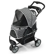 Gen7pets 漫步者寵物推車2.0 前輪360度旋轉 大片透氣網窗 保潔墊可清洗, 1個, 黑色瑪瑙