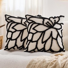 스타일 자수 쿠션 소파 침대 옆 요추 플로킹 태슬 창문 좌석 다다미, 7. 검정색