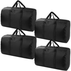 4팩 96L 엑스트라 라지 이사 백 지퍼 및 운반 손잡이 포함 보관 포장 여행 캠핑 Langdry 의류 용품 공간 절약을 위한 크고 튼튼한 이동 토트 백 1073, Black