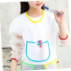 투명 방수 긴팔 미술 앞치마 주머니 달린 유아 아동 물감 놀이 실습용