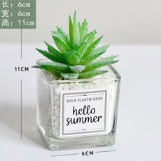 台灣熱賣ins風仿真多肉盆栽，仙人掌綠植客廳擺件，小盆栽裝飾品綠植假花桌面擺設，輕鬆打造清新居家風格, 空氣草+ins小方玻, 1個
