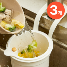 시크팩 다용도 음식물 쓰레기 거름망 싱크대 음쓰 물기제거 거치대, 3개, 옐로우+그린+화이트