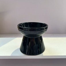 고양이수반 대형견밥그릇 강아지, 캔과 스푼 포함, 1개, 높은 다리 블랙