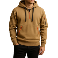 GFU 남성 가을 겨울 부드럽고 따뜻한 아웃도어 반집업 후드티