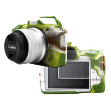 CANON EOS R50 카메라 하우징 범퍼 케이스 + 액정 방탄유리 필름, 카모