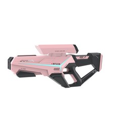 手自一體電動水槍 燈光 自吸 防水 DIY電子衝脈 高發水槍 兒童玩具, 1個, 高科技DIY【電動水槍-粉色】,【可外接瓶-手自一體-燈光變化】, 粉色