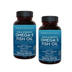 비바내츄럴 오메가3 피쉬오일 2500mg EPA DHA DPA 소프트젤 Viva Naturals Omega 3 Fish Oil, 2개, 180정