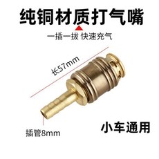 純銅自鎖打氣嘴 汽車胎壓加氣嘴 12.5mm內徑 小車通用, 插管式直徑8mm推拉自鎖款, 1個