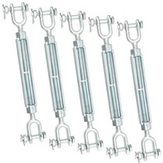 PCS 38인치 M10 턴버클 5개 스테인리스 스틸 턴버클 304개 작업 하중 1200파운드와이어 케이블 체인 선쉐이드 텐트 데크용 헤비 듀티 턱 및 턱 턴버클 텐셔너, PCS 38인치 M10 턴버클 5개 스테인리스 스틸 턴