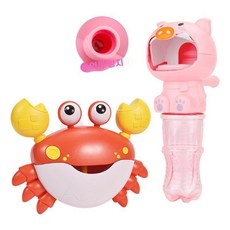 우리 아기가 즐겁게 목욕할 수 있는 버블 장난감, 빨간색 거품게+돼지 밥솥(배터리포함), 1개