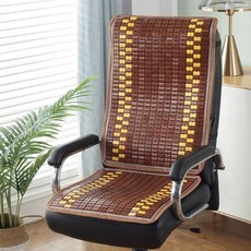 대나무 등받이 좌석 서재 매트, 플로럴 패턴 내로우 엣지