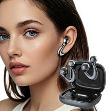 독스 26년 최신형 무선이어폰1위 블루투스 오픈형 귀걸이형 이어폰, 에보아크-크롬그레이