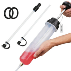 자동차 액체 추출 펌프 수동 오일 교환 주사기 PVC 흡입관 22cm 2개 부속, 1개, 투명