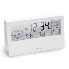 트리오즈 투명 LCD 디지털 온습도계 시계 실내 온도계 습도계 온습도 측정, 화이트, 1개