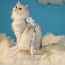 큐트스마트 고양이 강아지 겸용 길이 조절형 스카이 그라데이션 리드줄, 퍼플 + 블루, 1개