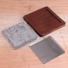 사각 일식 돌판 스테이크 화강암 규카츠, 18x18x3cm 화산석+강판+사펠리판, 1개, 1cm