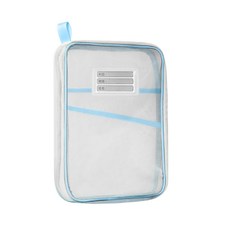 透明網格文件收納盒 學生文具收納 便攜文件整理盒, 藍, 1個