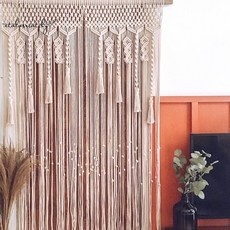 뜨개커튼 줄커튼 실 커튼 레이스 포인트 자수 작은 창 커텐, 호두나무 막대