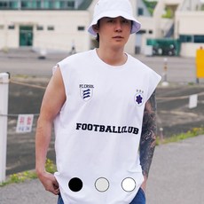 크림소다랩 남녀공용 FC 오버핏 슬리브리스 나시 티셔츠 커플티 17수싱글