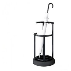 簡約現代黑白雨傘架，瀝水托盤設計，可放8-10把傘，加粗管材，穩固耐用, 黑色+黑盤, 1個