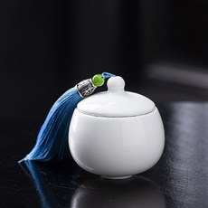 【好物優選Top1】北島-茶葉罐 陶瓷罐 存茶罐 儲物罐 密封 帶蓋 茶罐 高檔茶葉罐 小號 便攜 小茶罐 白色陶, 1個, 小茶葉罐（全白）