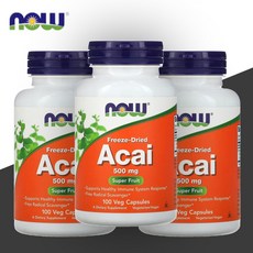나우푸드 동결건조 아사이 Acai 500mg 100캡슐 3개