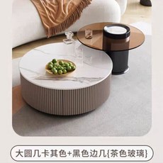 세라믹거실테이블 대리석 원형 티테이블 좌식 포세린 낮은테이블 탁자, D. 카키색 원형 80cm