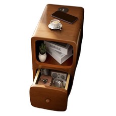 원목 틈새협탁 거실 다용도 슬림형 침대옆 안방용 수납 쇼파옆 서랍형 월넛, 1. 완전 조립 (4피트 직접 설치), 9. 호두색 20cm 센서 라이트