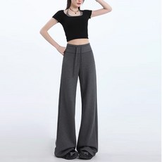 HA.M 여성 바지 편안한 밴드 부츠컷 롱기장 트레이닝 팬츠