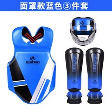 카프킥 미트 로우킥 킥복싱 MMA 보호대 장비 레그킥, K. 페이스 마스크 3종 세트 블루