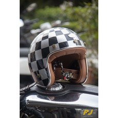 P&J 捷寶 騎士部品 Faith RETRO 2 復古安全帽 銀黑格彩繪, 銀黑格,L, 1個