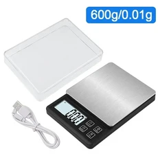 1 개/대 3kg/600g 미니 휴대용 베이킹 재료 저울 전자 주방 저울 0.01g USB/배터리 저울 측정 도구, 02 600g Black