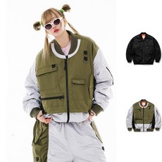 DOUBLE ZIPPER SHIRRING MA-1 JACKET