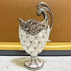 水鑽裝飾樹脂POLY花瓶 擺飾/歐式花器AB05502, 白色