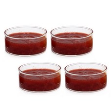 퓨어 내열유리 원형 소스볼, 4개, 투명 M