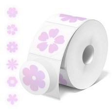 5.1cm(2인치) 원형 직접 감열 스티커 라벨 - 750개 라벨/롤 JADENS Nelko Phomemo 라벨 프린터와 호환 방수 내유성 BPA 프리 쉽게 벗겨, 꽃