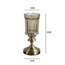 歐式現代簡約玻璃花瓶擺件 適用於新年 客廳 餐桌 樣品房家具裝飾, 青古銅花瓶-矮款（可蓄水）