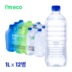 먹는샘물산수 에브리데이 산수 무라벨, 1L, 12개