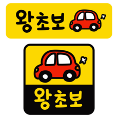 [초강력 자력] 레아데코 귀여운 자동차 초보운전 반사 자석 스티커, 1개, 세트(정사각형+직사각형) 1개, 세트(정사각형+직사각형)