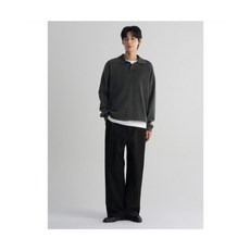 브랜드정품 에잇세컨즈 8SECONDS 커브드 와이드핏 코튼 슬랙스 블랙 350086