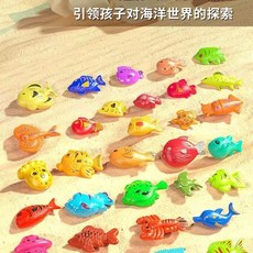 虧本衝量 兒童釣魚玩具套裝磁性戲水過家家寶寶釣魚竿男孩女孩親子互動, 1個, 16魚1竿1網