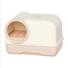 UrbanPaw 全封閉式大尺寸抽屜貓砂盆，防外濺隔臭貓廁, 奶油黄, 1個