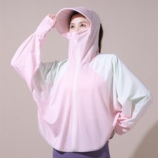 DIU 撞色拼接防曬衣女夏季薄款冰絲防曬連帽外套高級感時尚大碼防曬服, 均碼80-130斤