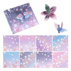 siawadeky 종이접기 양면 벚꽃 8무늬 174장 세트 종이접기 종이접기 세트 큰 사이즈 천 마리 학 용 장식 DIY 용지 파티 장식 수예지 세련된 컬러풀 페이퍼 아트 공예 용