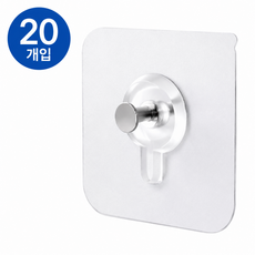 부올라 무타공 액자걸이 스티커 후크 20개입 투명 부착식 벽걸이 패치 시계 액자 소품 걸이, 1개