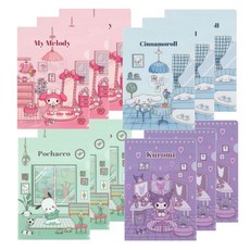 산리오 ROOM L자홀더파일, 시나모롤+쿠로미+포차코+마이멜로디, 3세트