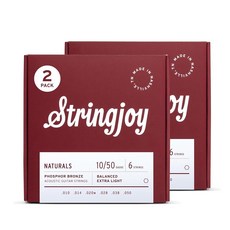 Stringjoy Naturals 12-56 Bluegrass 미디엄 기타 줄 u2013 형광체 브론즈 어쿠스틱 기타 줄 - 블루그래스 연주를 위한 볼륨 및 동적 응답성 향상, 2-Pack, 13-56 Medium Gauge
