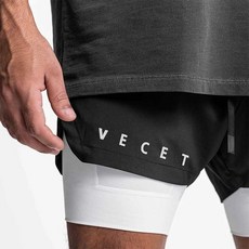VECET 運動短褲 雙層內膽設計 附手機收納口袋 速乾透氣材質 適合健身跑步訓練