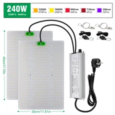 양자 보드 성장 빛 120W 240W 전체 스펙트럼 Lm301B 2.9Umol/J 구슬 DIY 빨간불 켜기/끄기 스위치, 02 240W, 01 빠른